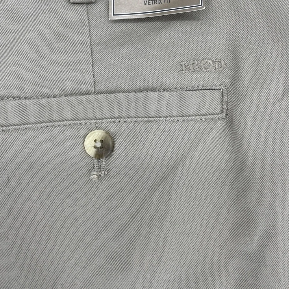 IZOD Slacks Saltwater Double Pleat Cuffed Cotton Chino Pants 38x30 Beige Khakis